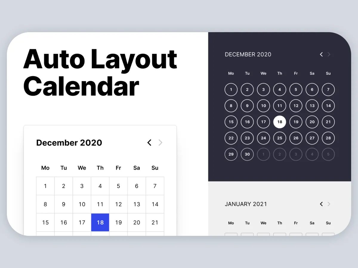 Auto Layout Calendar for Figma and Adobe XD
