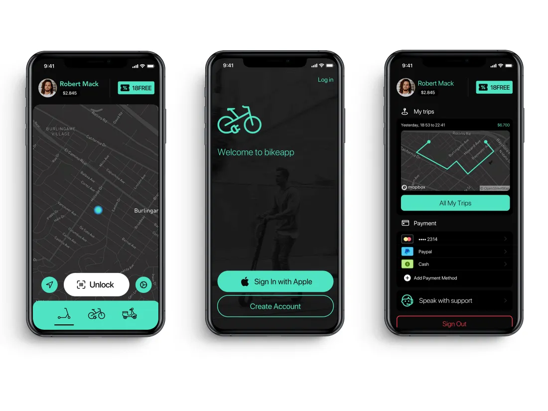 Bike and Scooter UI Kit for Figma and Adobe XD