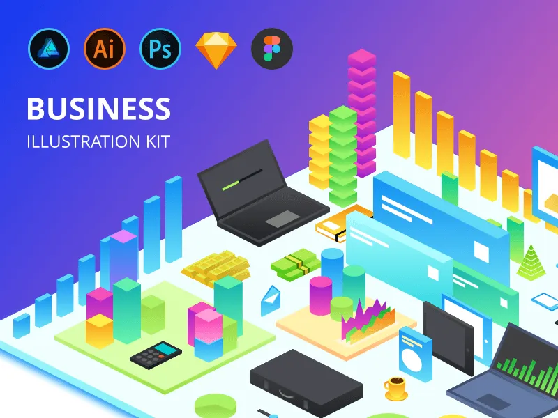 Business Illustration UI Kit for Figma and Adobe XD