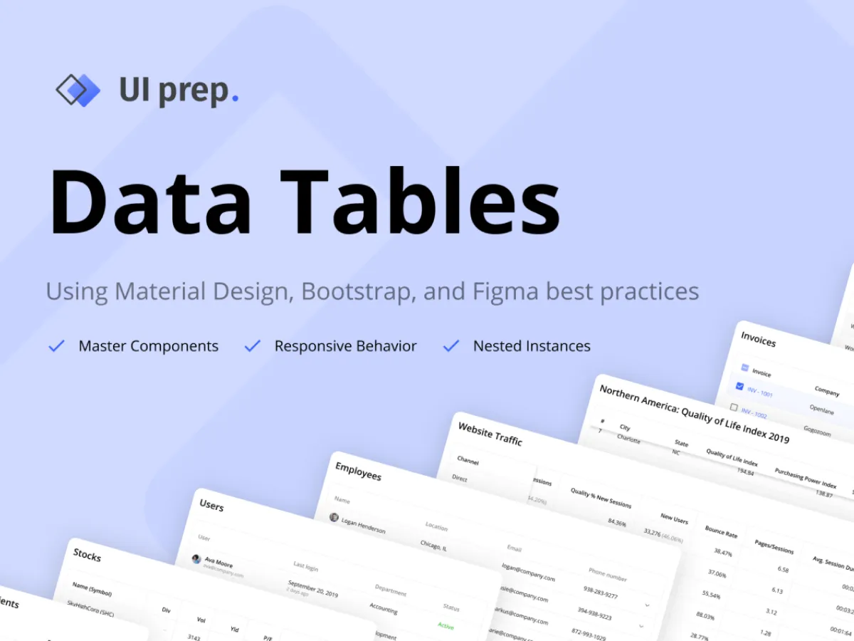 Data Tables Pack for Figma and Adobe XD