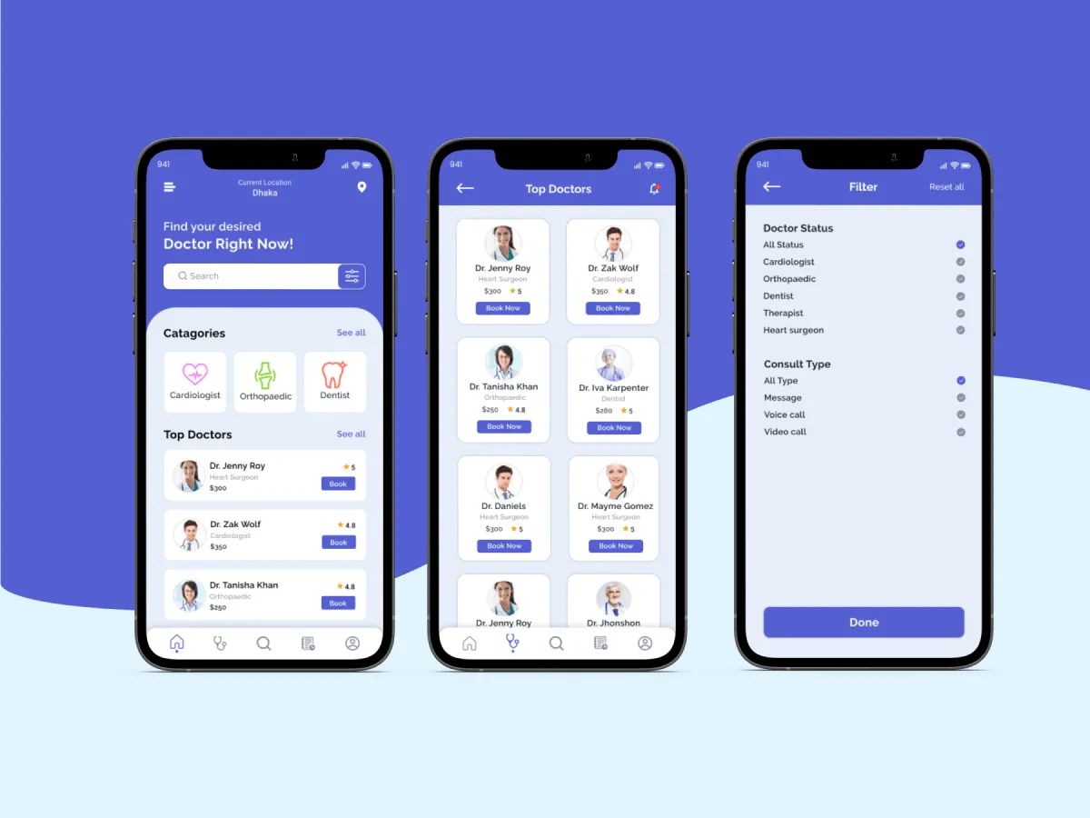 Doctor Appoinment iOS App for Figma and Adobe XD