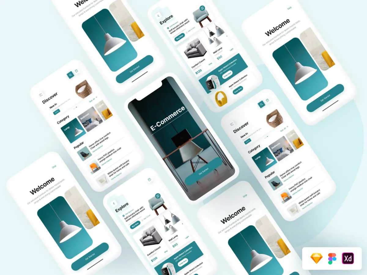 E-commerce UI Screens for Figma and Adobe XD