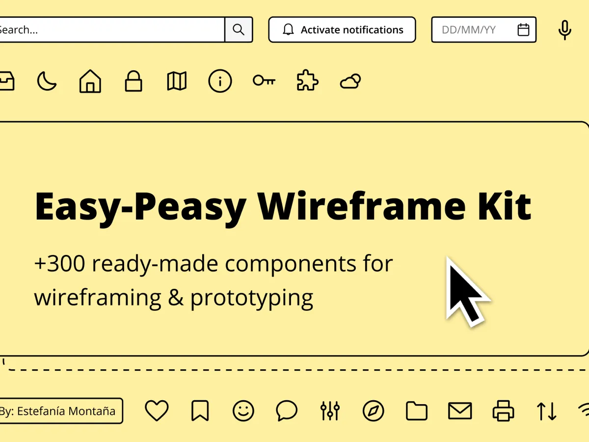 Easy-Peasy Wireframe Kit for Figma and Adobe XD