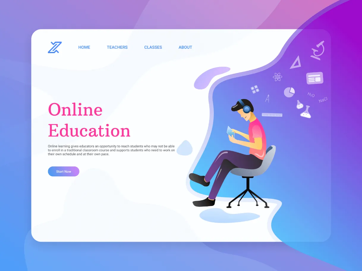 Education Landing Page Illustration for Figma and Adobe XD