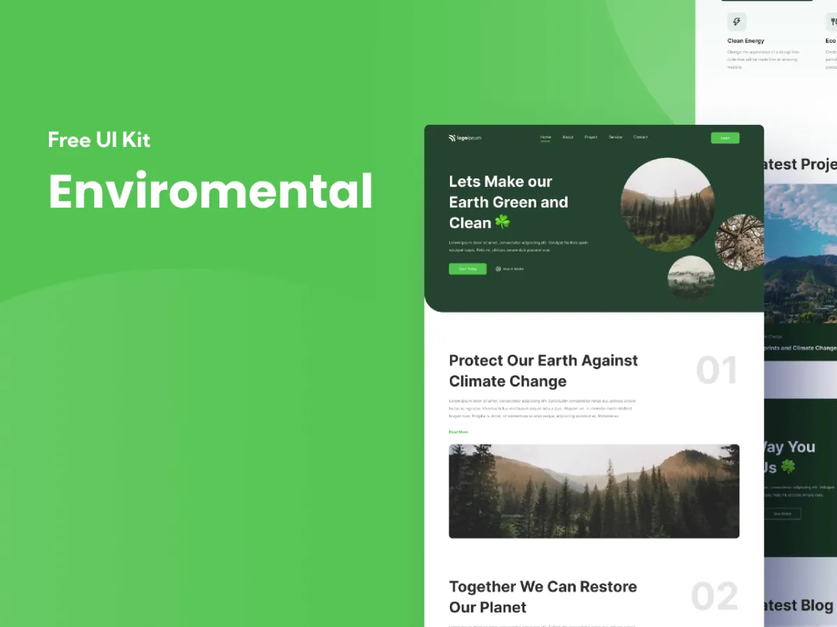 Environmental Website Landing Page for Figma and Adobe XD