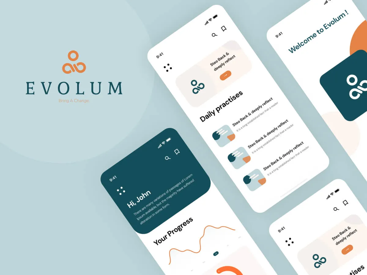 Evolum Yoga and Meditation App for Figma and Adobe XD