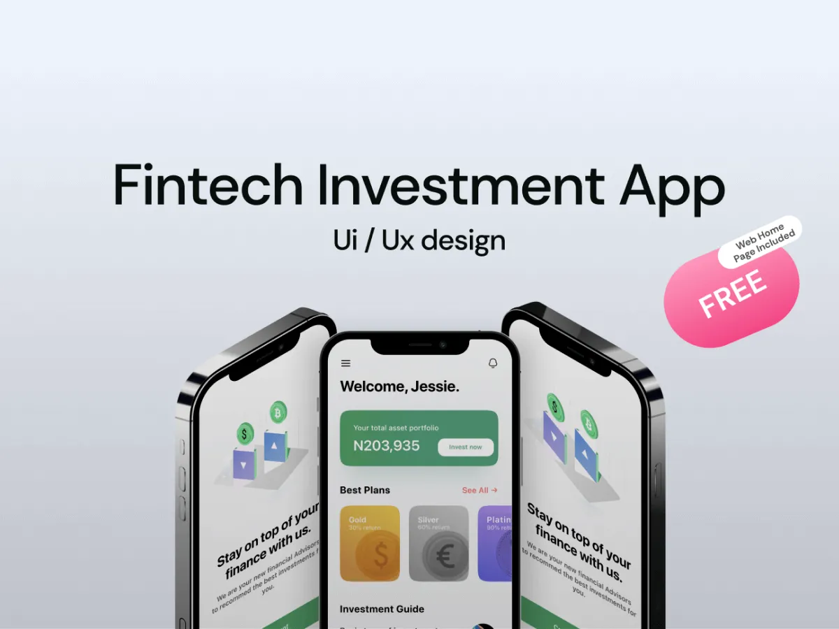 Fintech Investment App UI Kit for Figma and Adobe XD