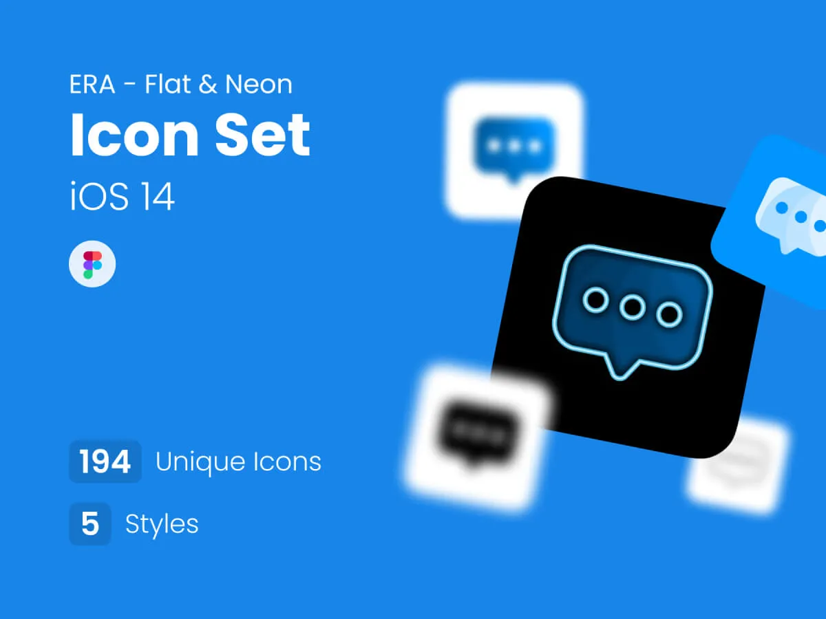 Flat & Neon App Icon Set for Figma and Adobe XD
