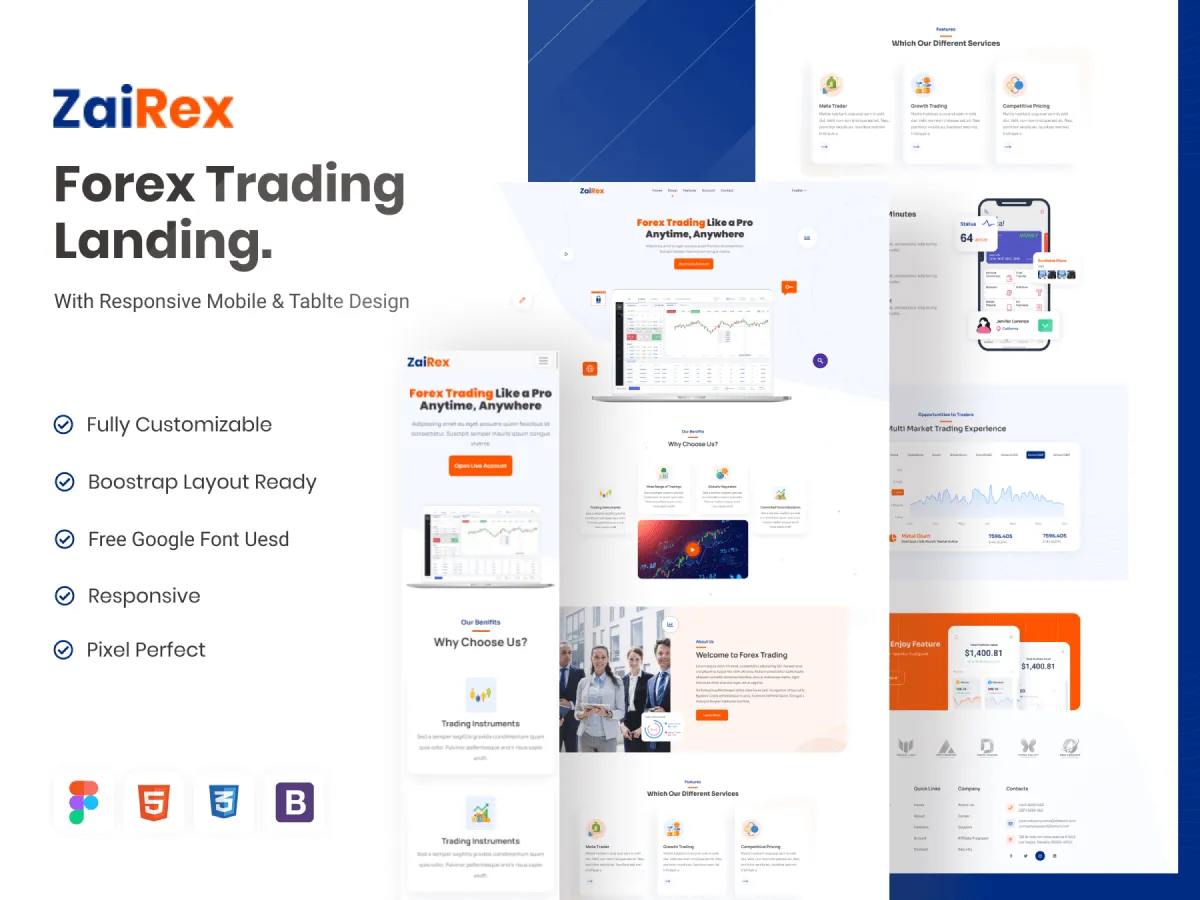 Forex Trading Landing UI Kit for Figma and Adobe XD