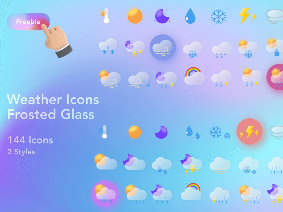 Frosted Glass Weather Icons for Figma and Adobe XD