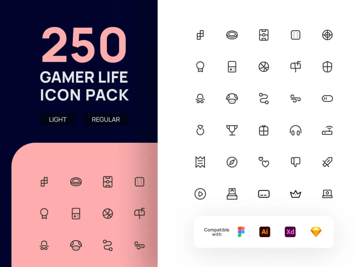 Gamers Icon Pack for Figma and Adobe XD