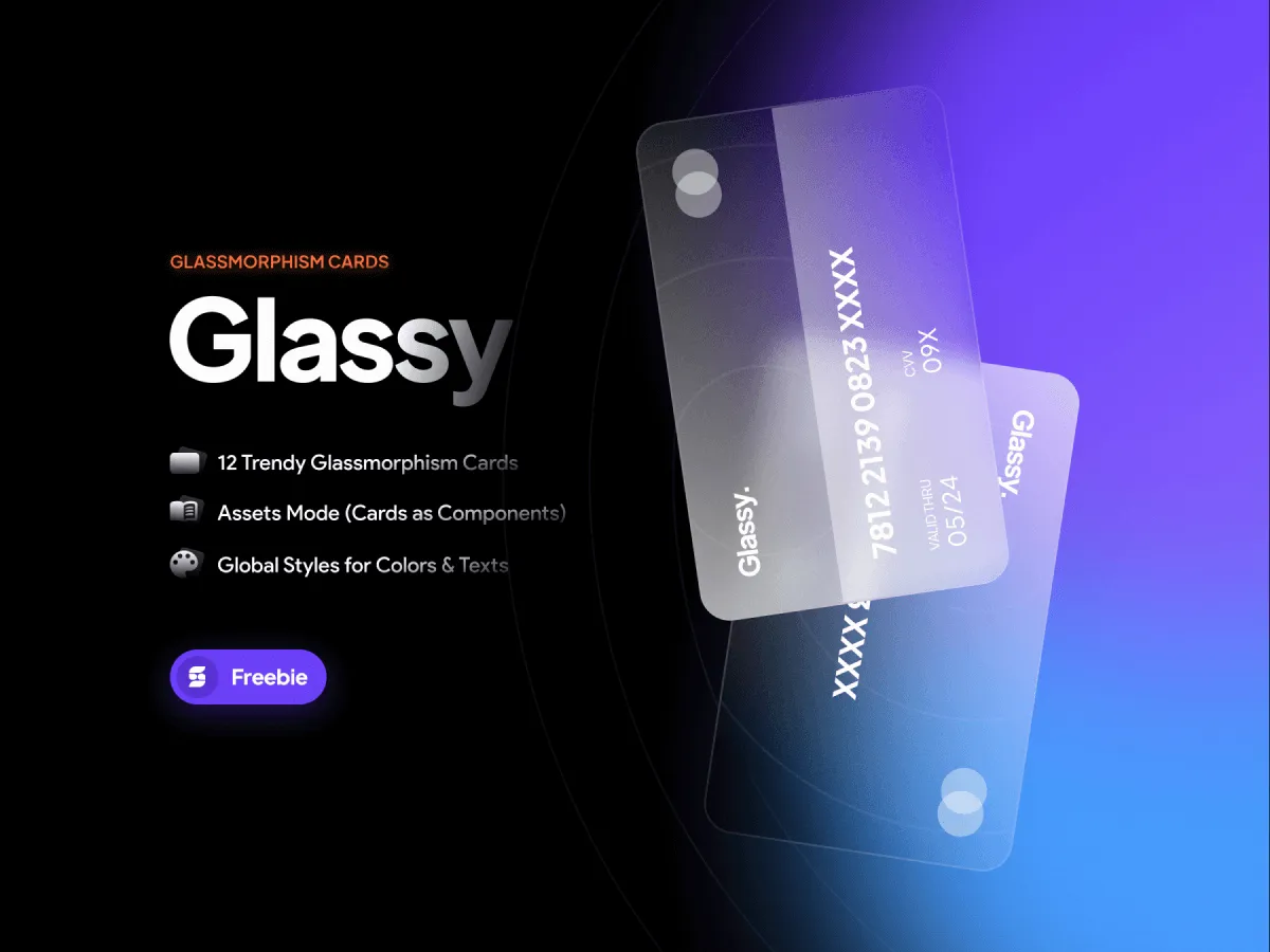 Glassmorphism Cards for Figma and Adobe XD
