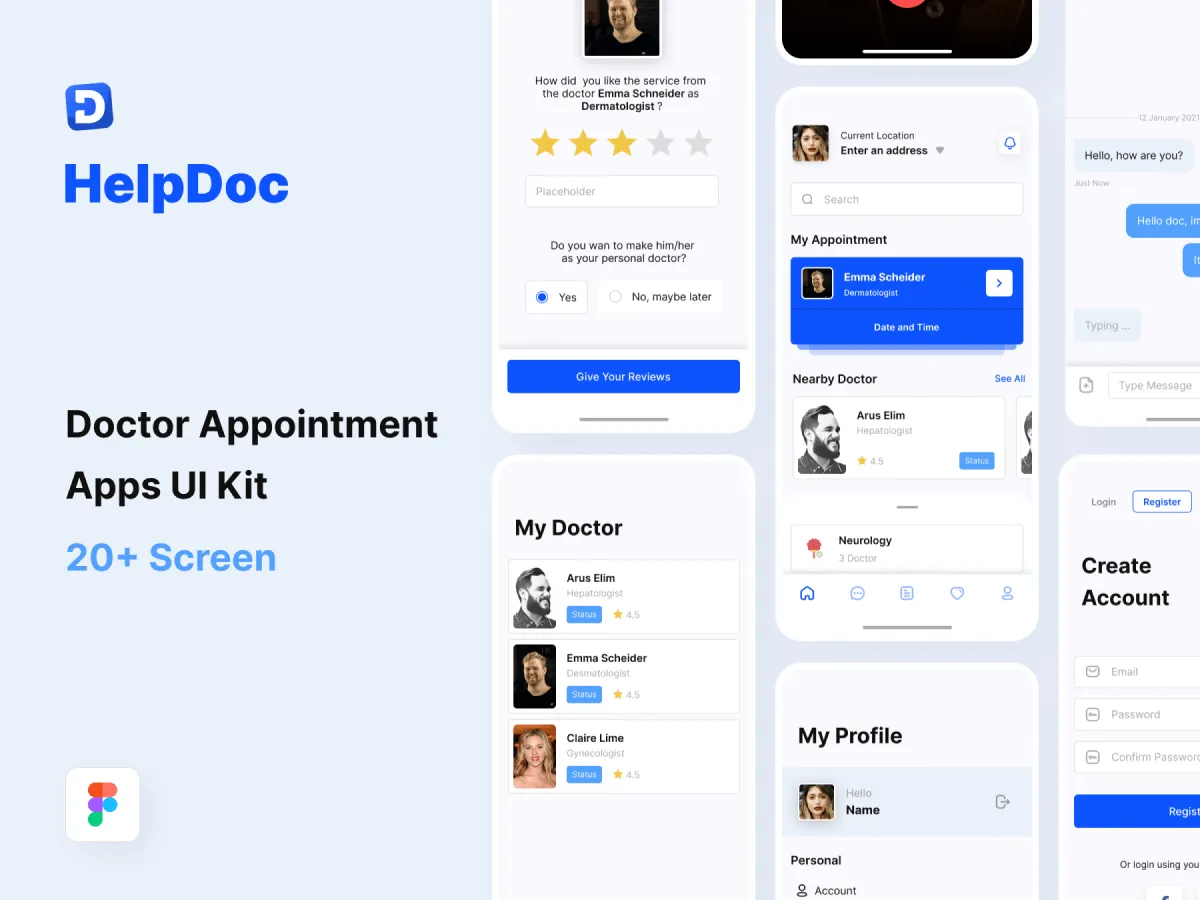 HelpDoc – Doctor App UI Kit for Figma and Adobe XD