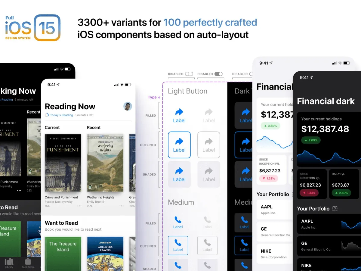 iOS 15 Design System for Figma and Adobe XD