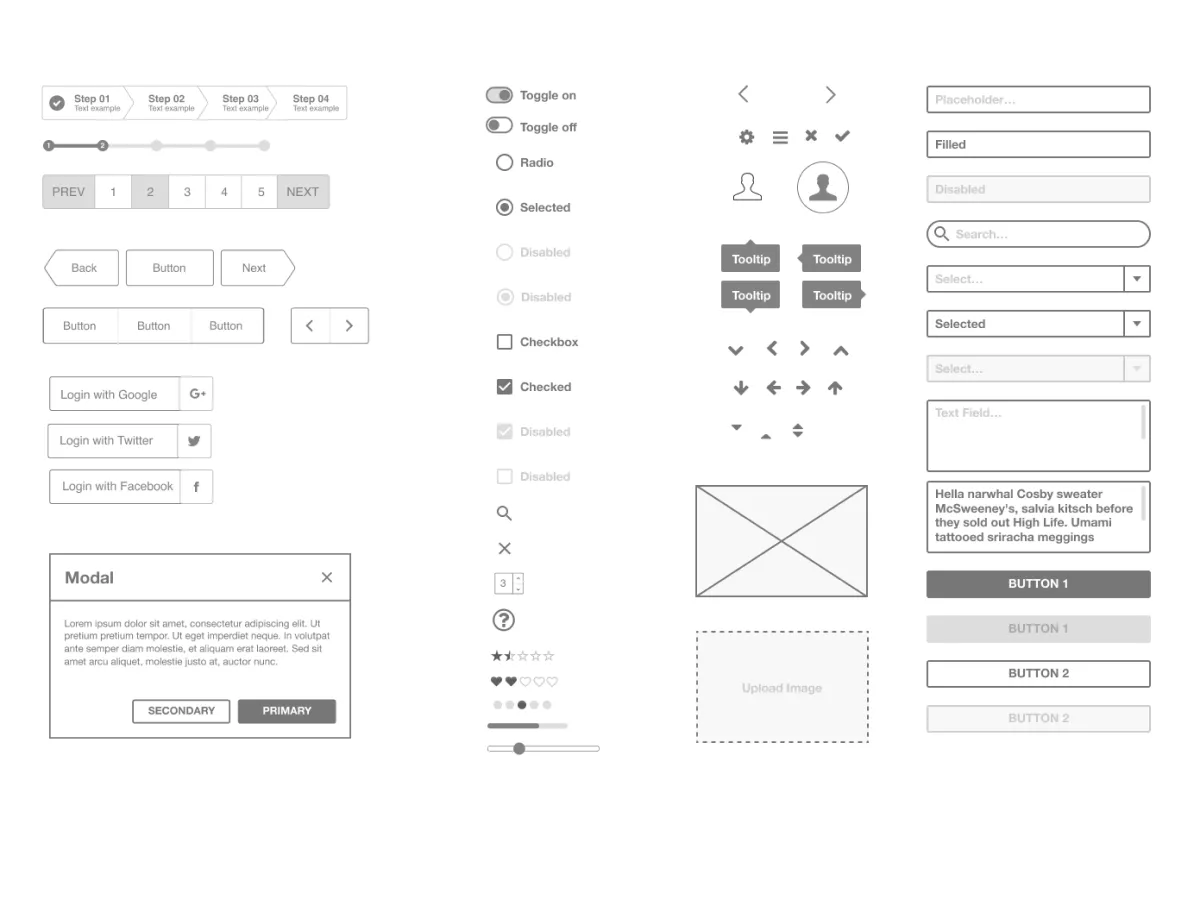 Ironhack Wireframe UI Kit for Figma and Adobe XD