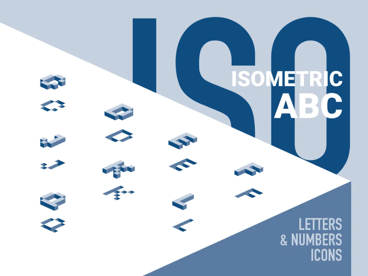Isometric Letters & Numbers Icons for Figma and Adobe XD