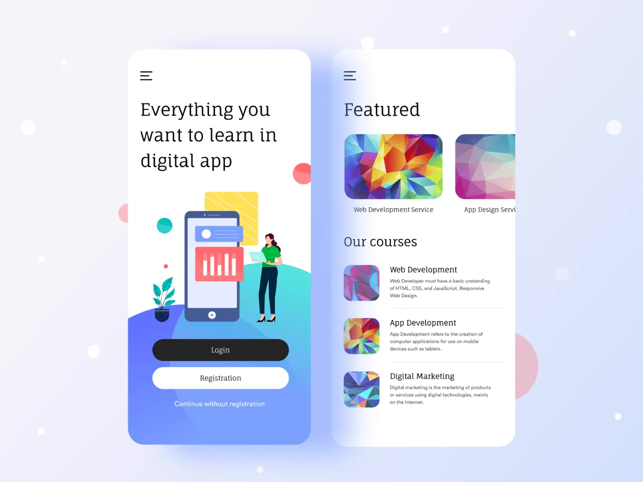 Learn Mobile App for Figma and Adobe XD
