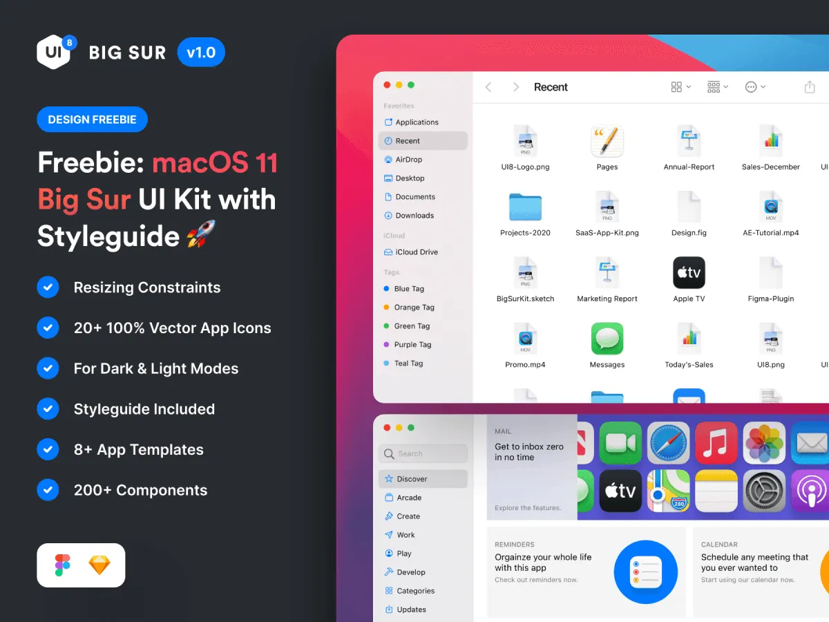 macOS Big Sur Web UI Kit for Figma and Adobe XD