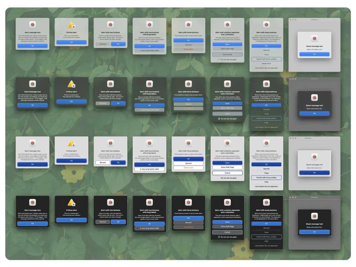 macOS Big Sur Windows and Alerts for Figma and Adobe XD