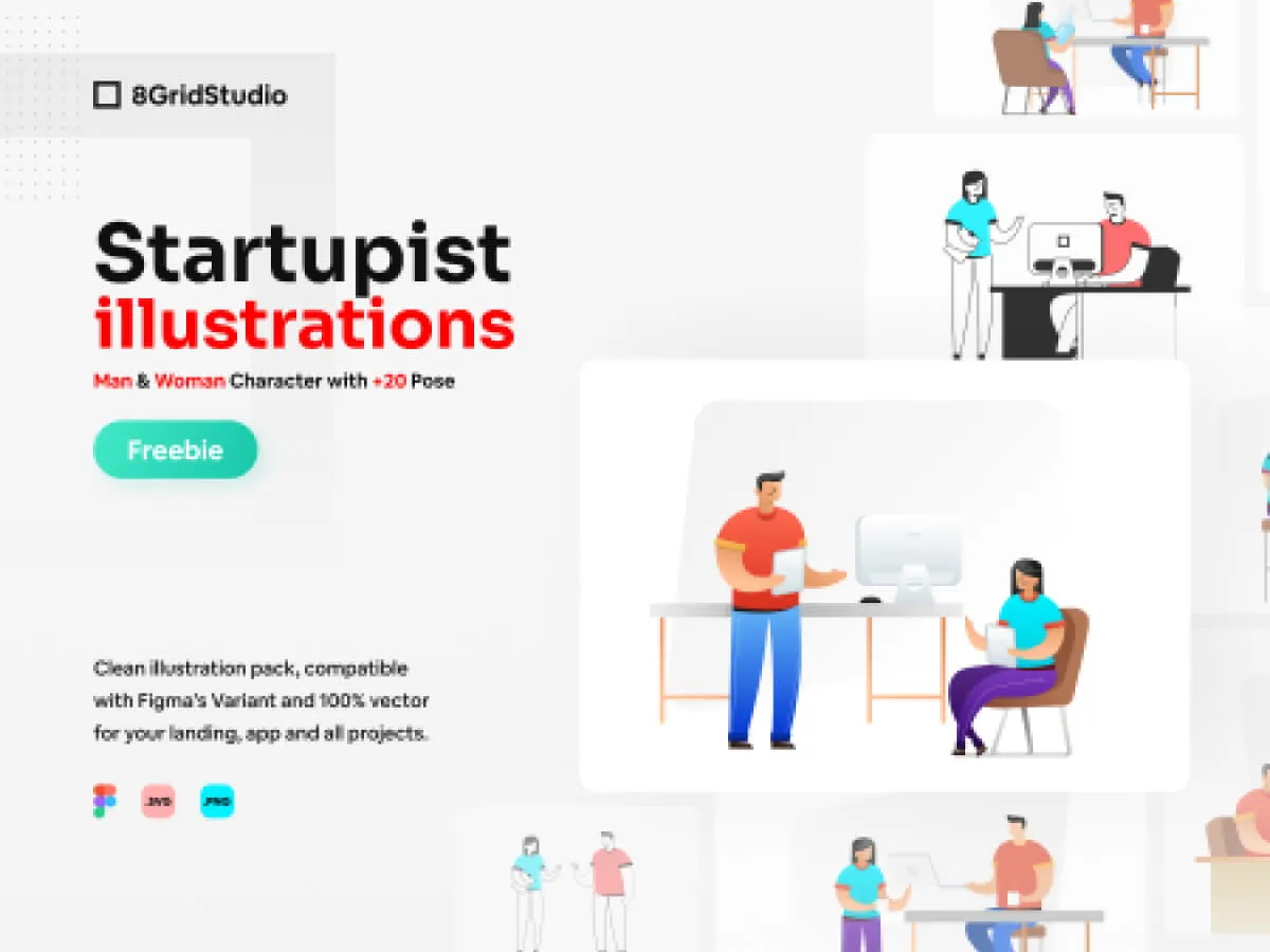 Man & Woman Illustrations for Figma and Adobe XD