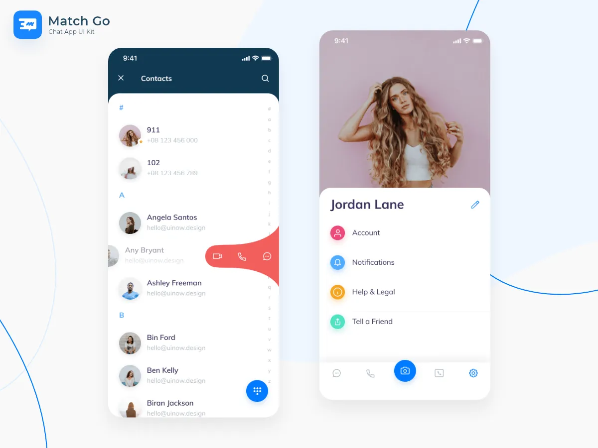 Match Go Chat App UI Kit for Figma and Adobe XD