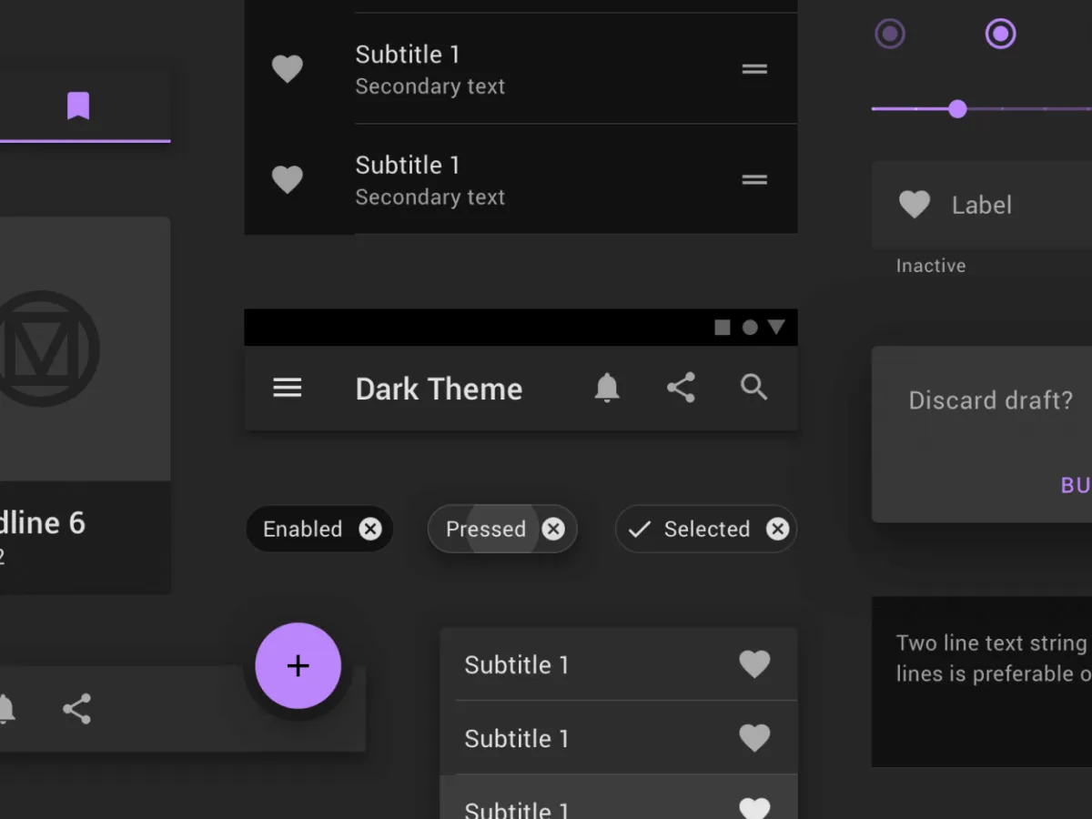 Material Dark UI Kit for Figma and Adobe XD