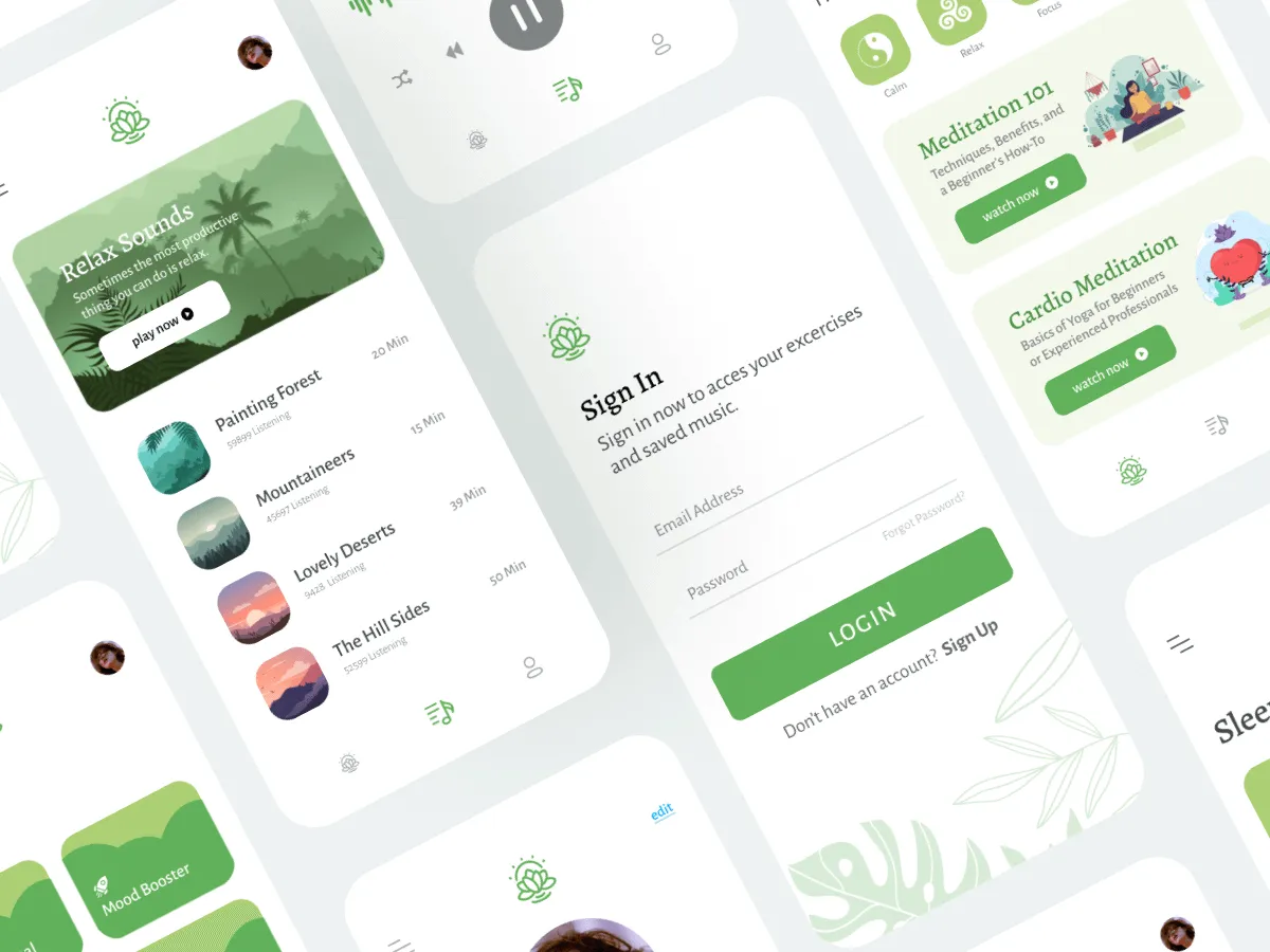 Medic Meditation App ï¿½ Light Version for Figma and Adobe XD