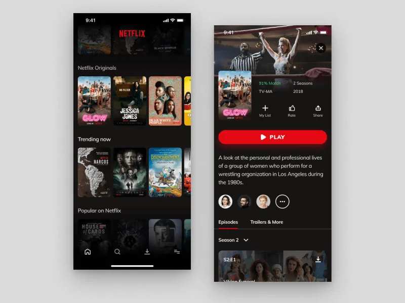 Netflix App for Figma and Adobe XD