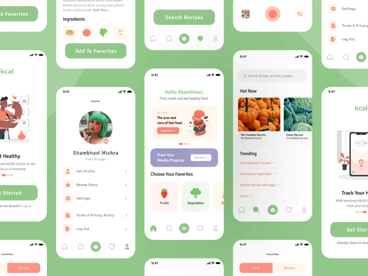 Nutrition App UI Kit for Figma and Adobe XD