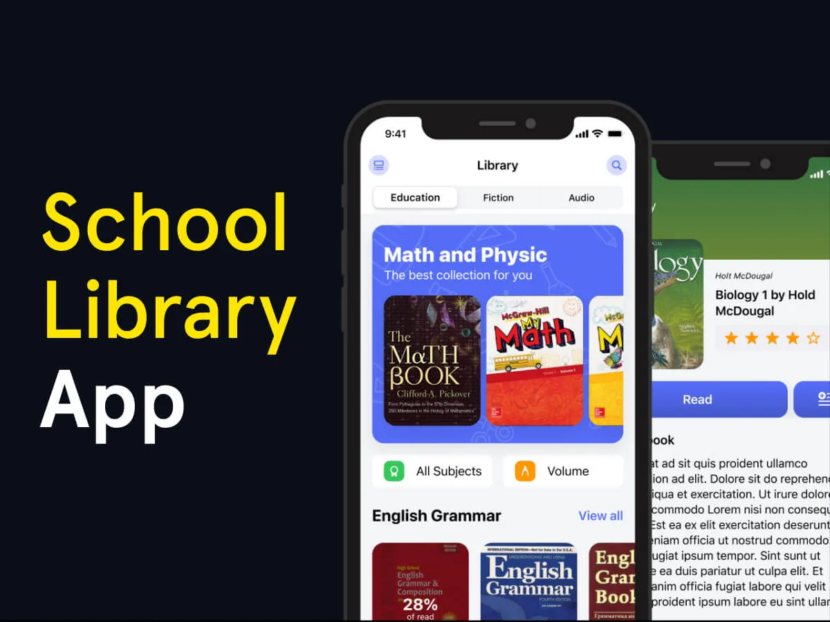 Online School Library App for Figma and Adobe XD