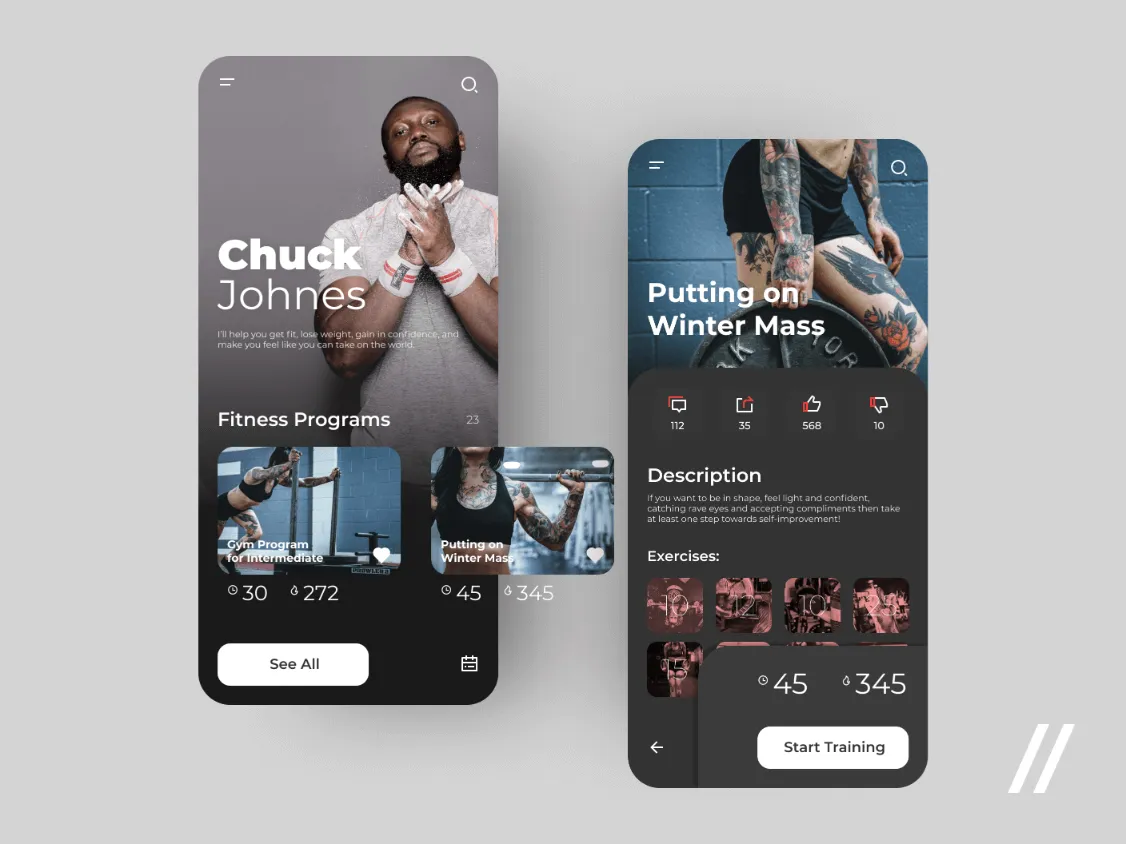 Personal Fitness Trainer App for Figma and Adobe XD
