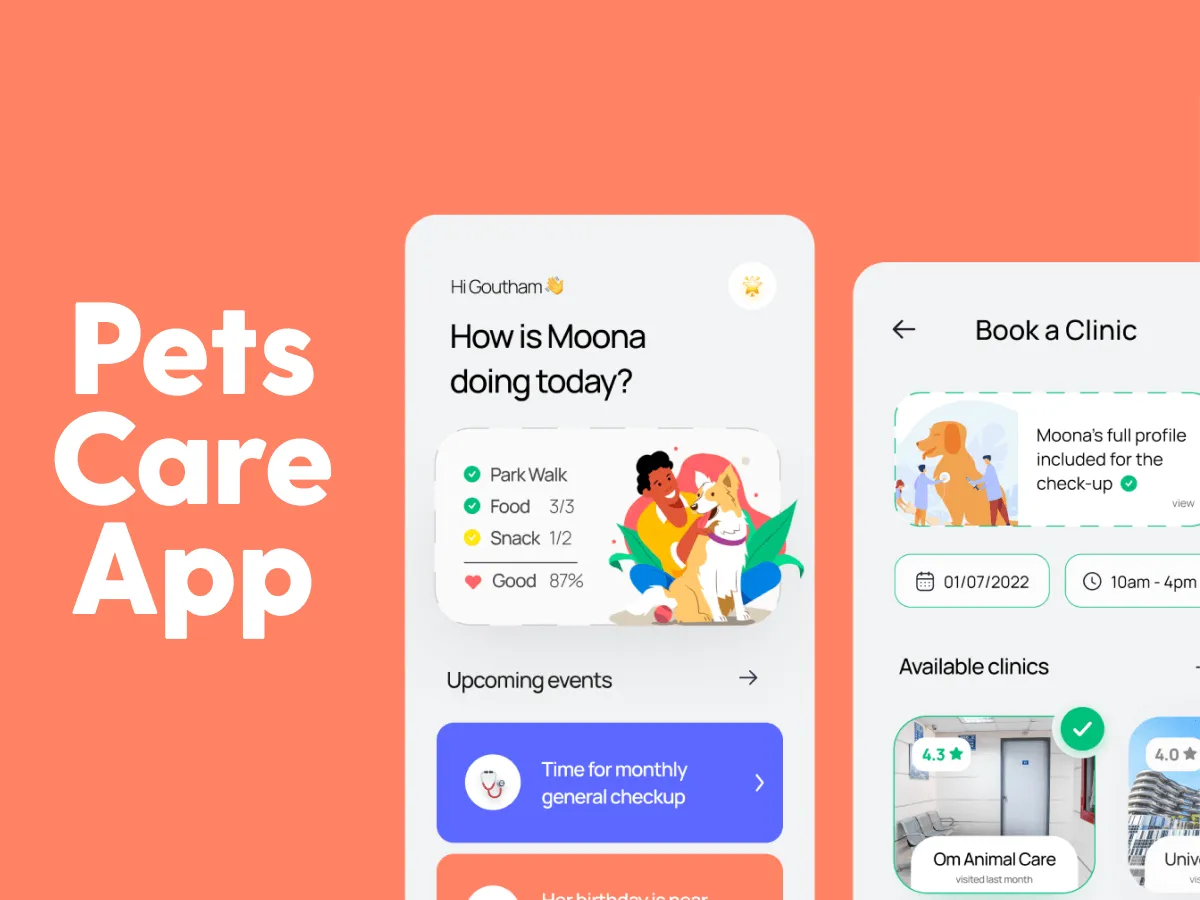 Pets Care App for Figma and Adobe XD