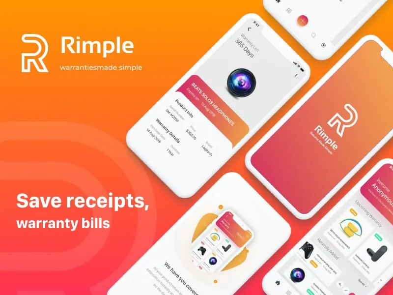 RIMPLE Warranty & Return Tracker iOS App for Figma and Adobe XD