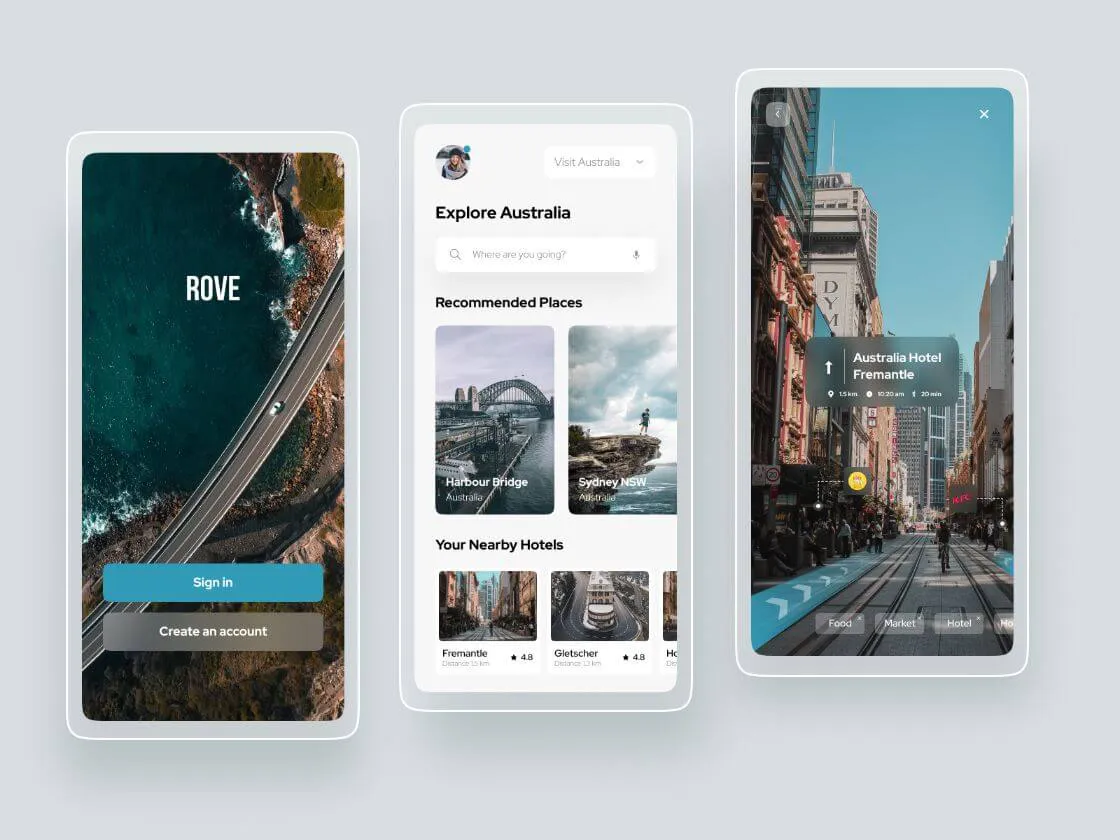 Rove Travel App for Figma and Adobe XD