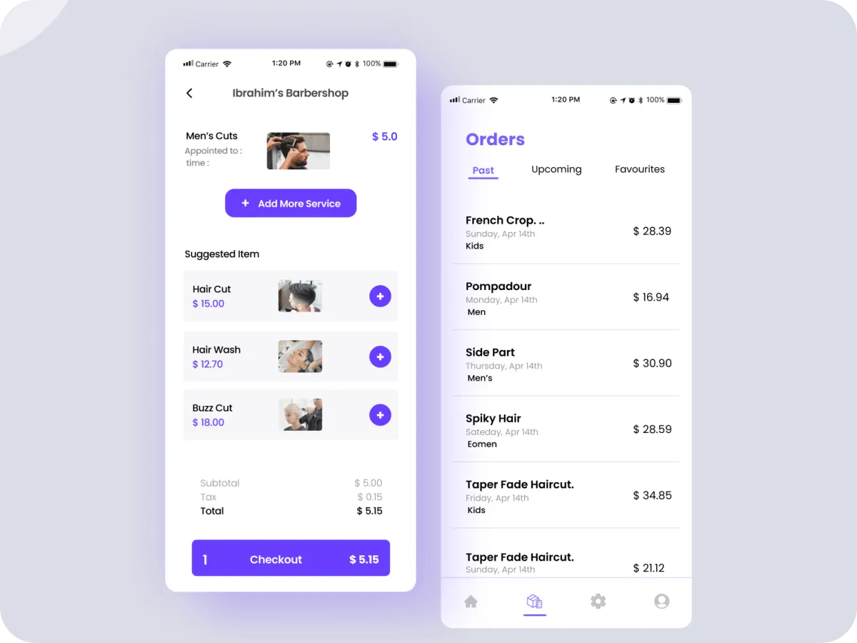 Salon App Orders for Figma and Adobe XD