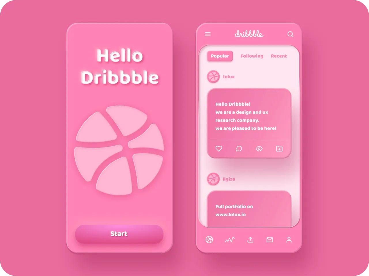 Skeuomorphic Hello Dribbble for Figma and Adobe XD
