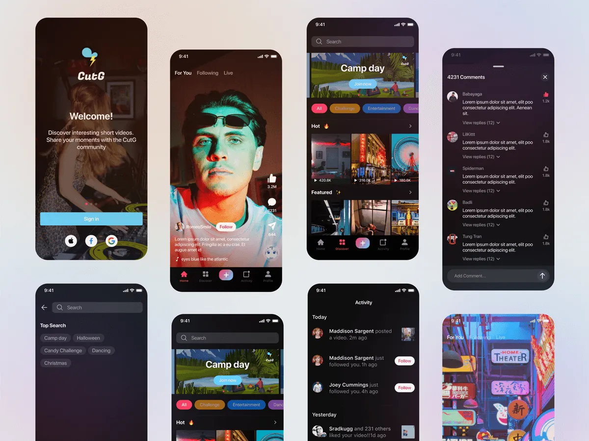 Social Media Video App for Figma and Adobe XD