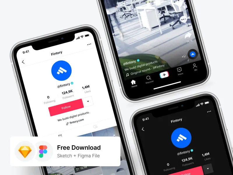Tik Tok Redesign Template for Figma and Adobe XD