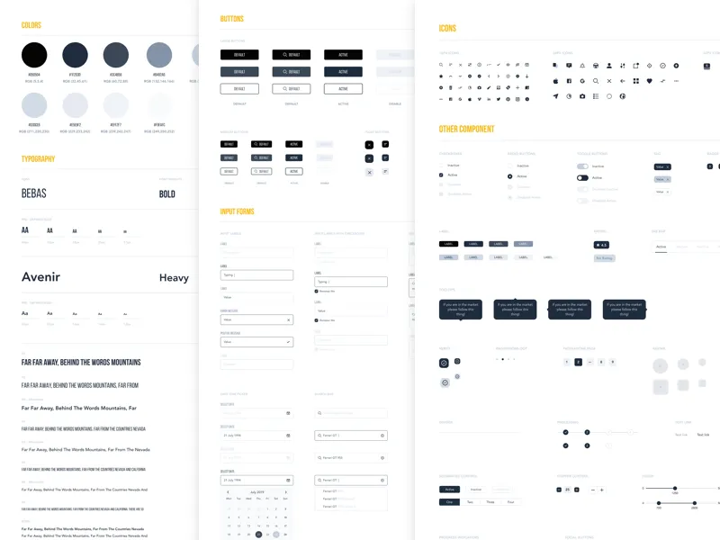 Wireframe Style Guide Template for Figma and Adobe XD