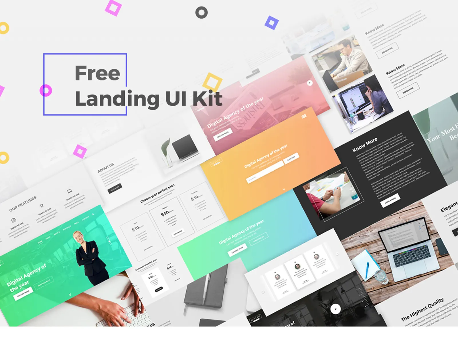 Free Landing Page UI Kit for Figma and Adobe XD