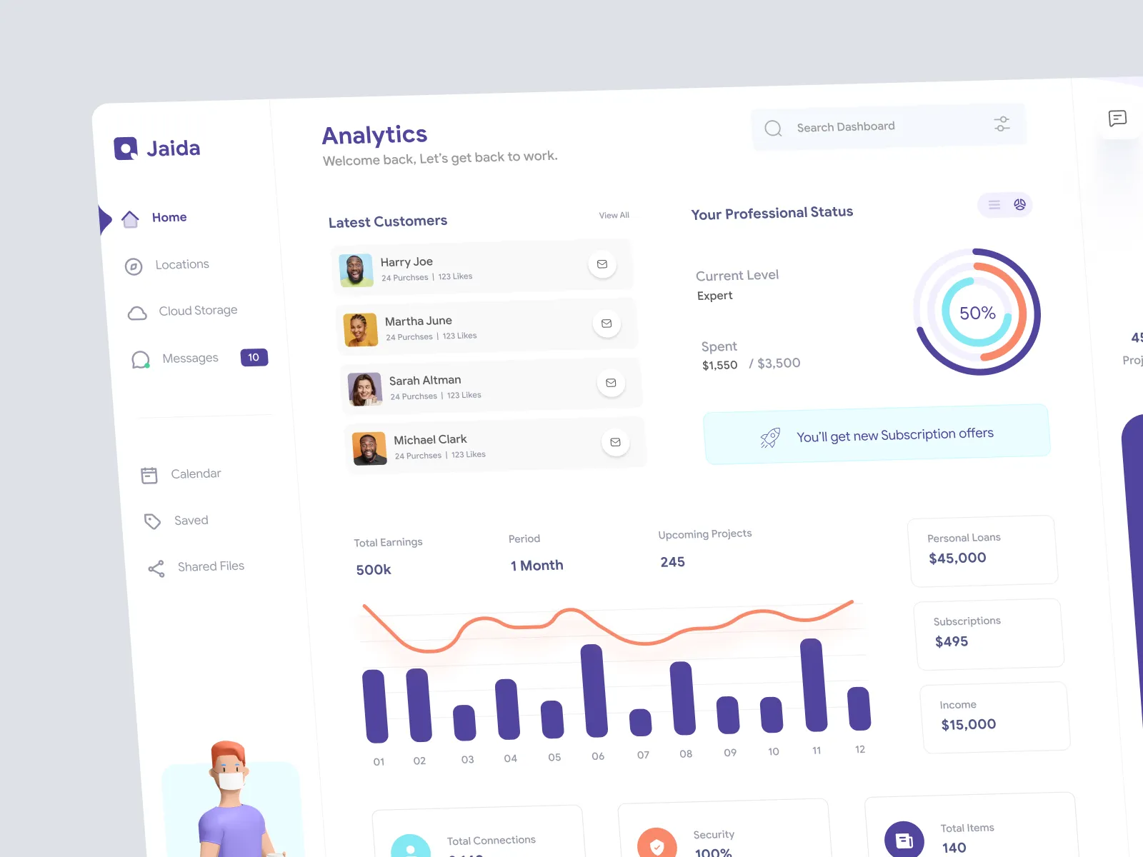 Freelancer Dashboard UI Concept for Figma and Adobe XD No 2