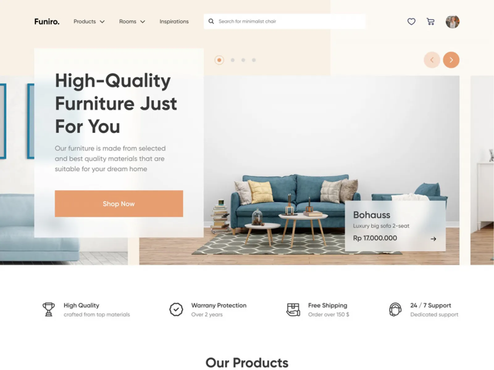 Furniture Shop WebDesign for Figma and Adobe XD