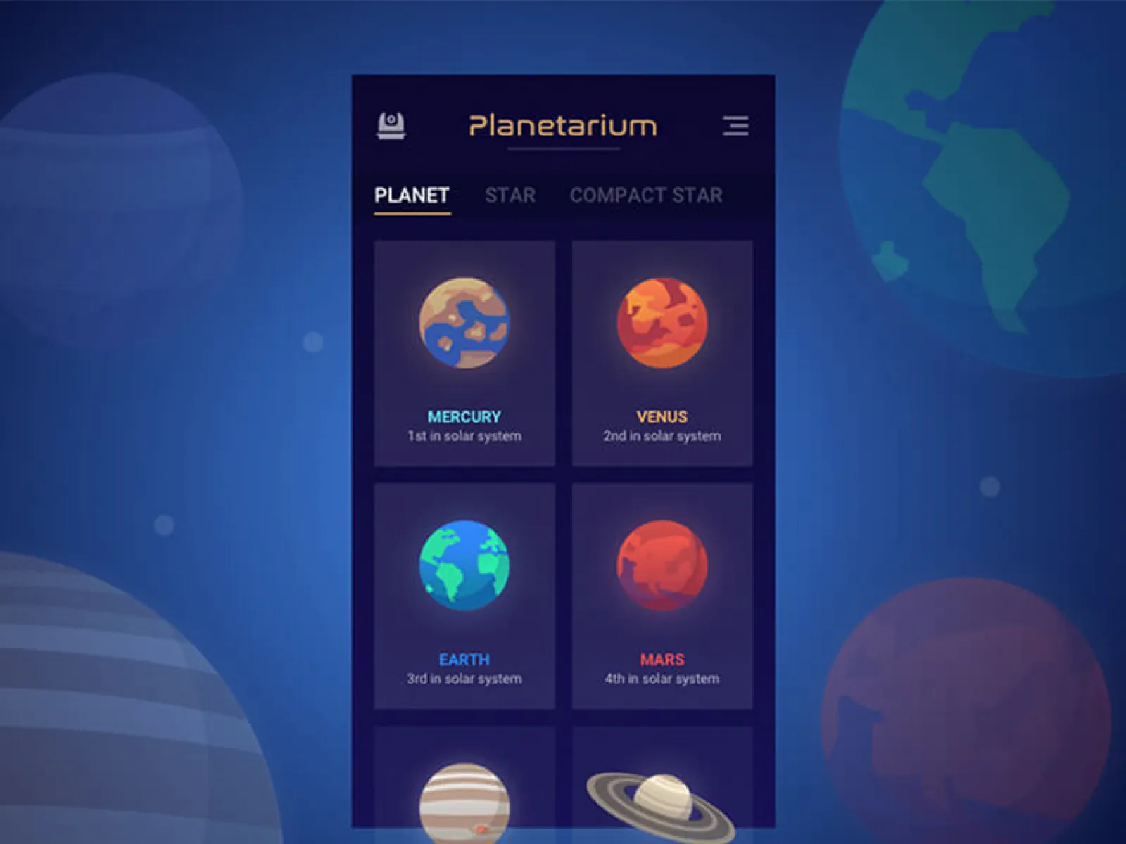 Galaxy Listing Screen UI for Figma and Adobe XD