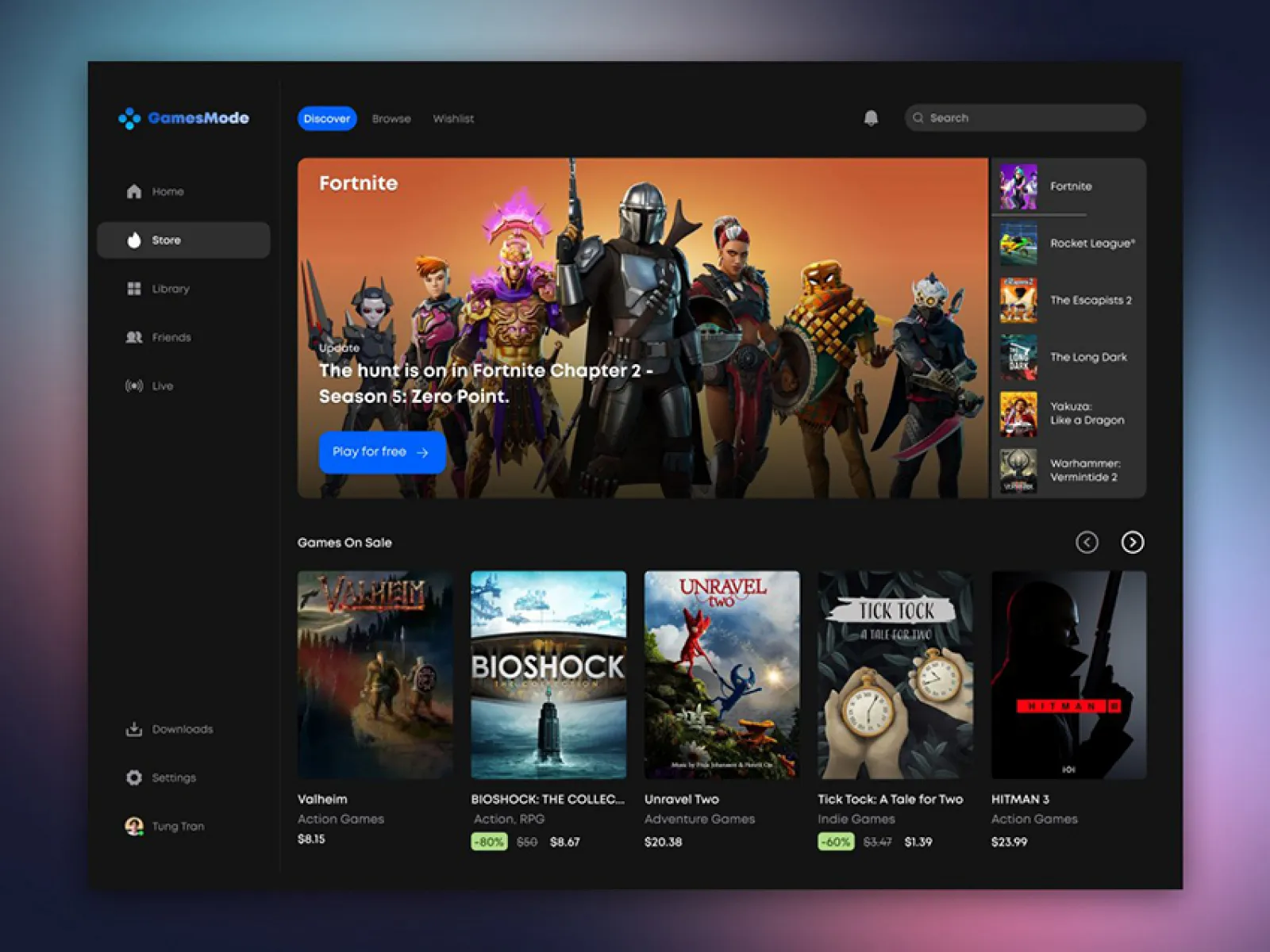 Games Dashboard UI Kit for Figma and Adobe XD