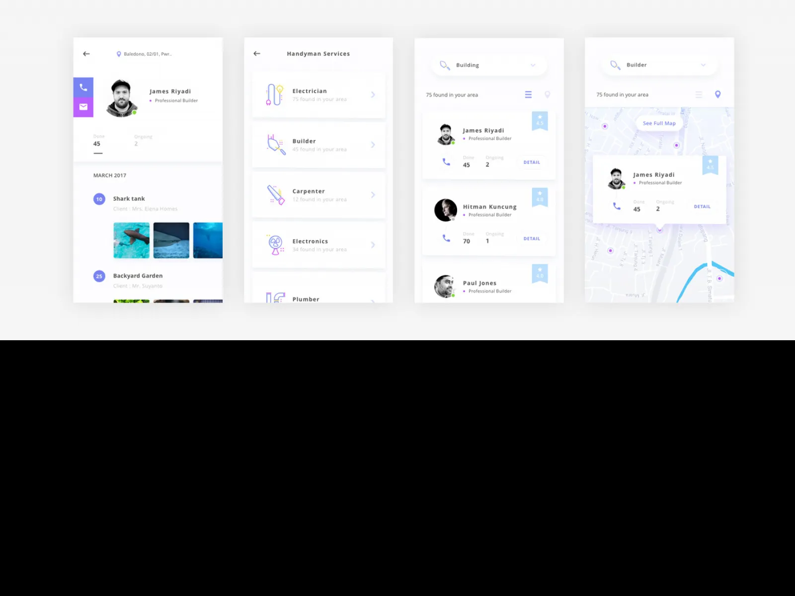 Handyman App Design UI Kit for Figma and Adobe XD