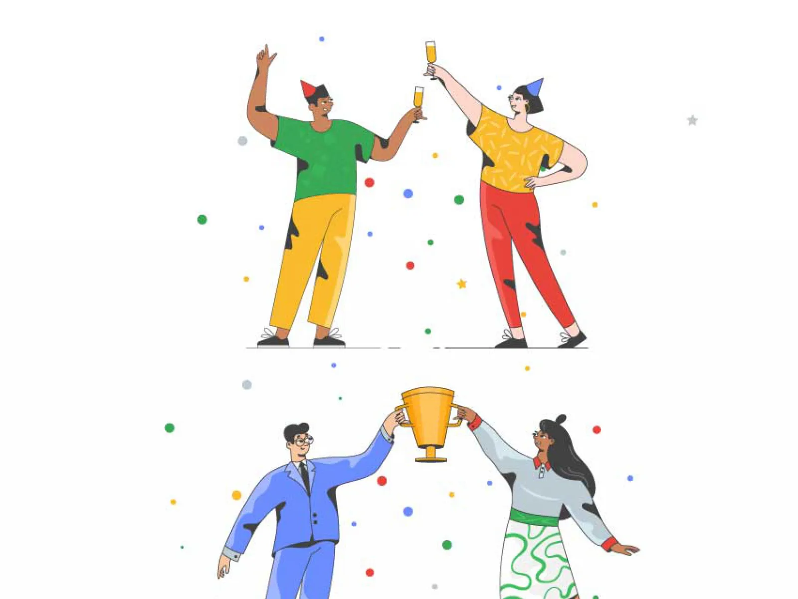Illustrations of Happy People for Figma and Adobe XD