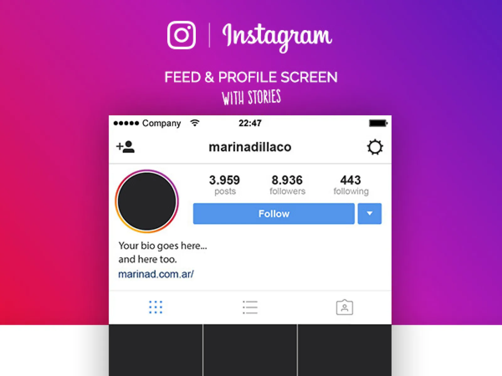 Instagram Screens UI 2017 for Figma and Adobe XD