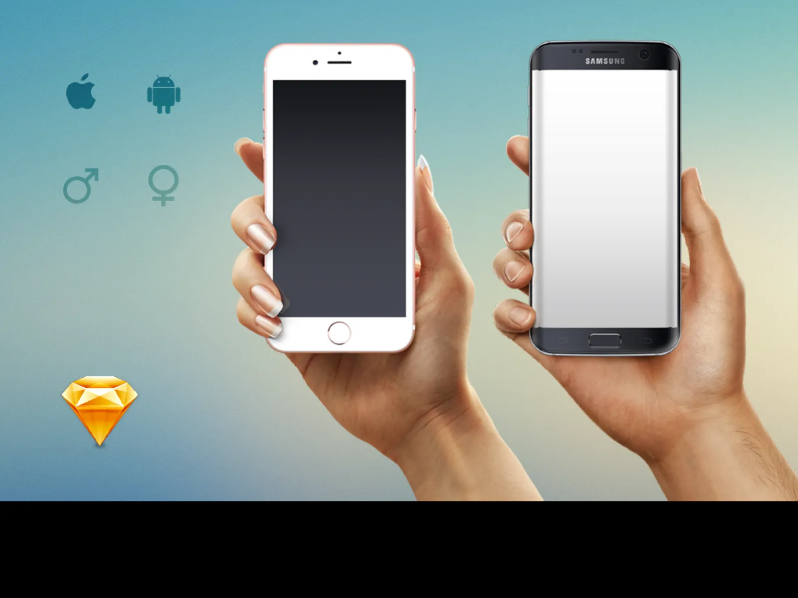 iPhone 7 & Galaxy s7 Mockup for Figma and Adobe XD