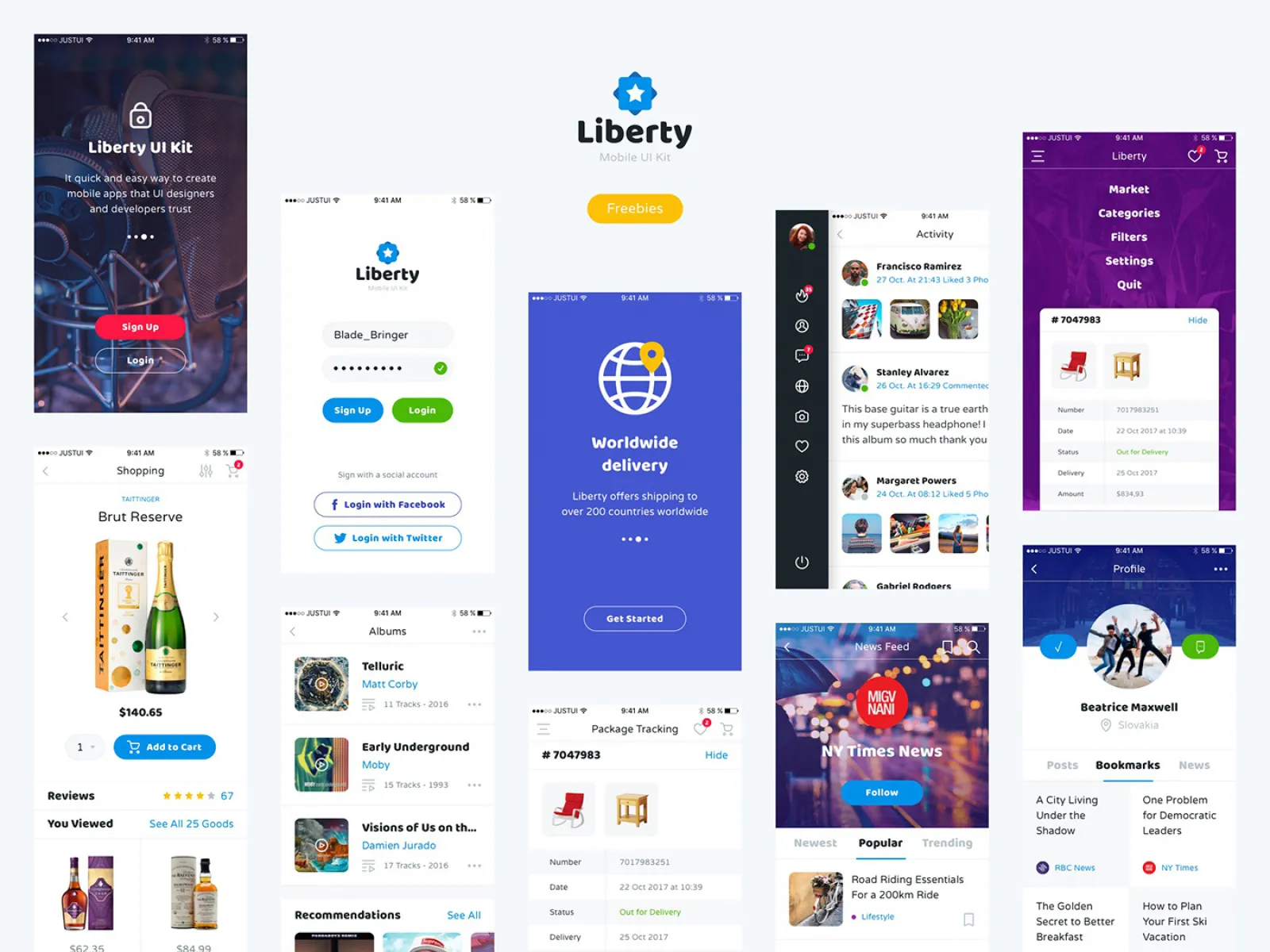 Liberty Free App Design for Figma and Adobe XD