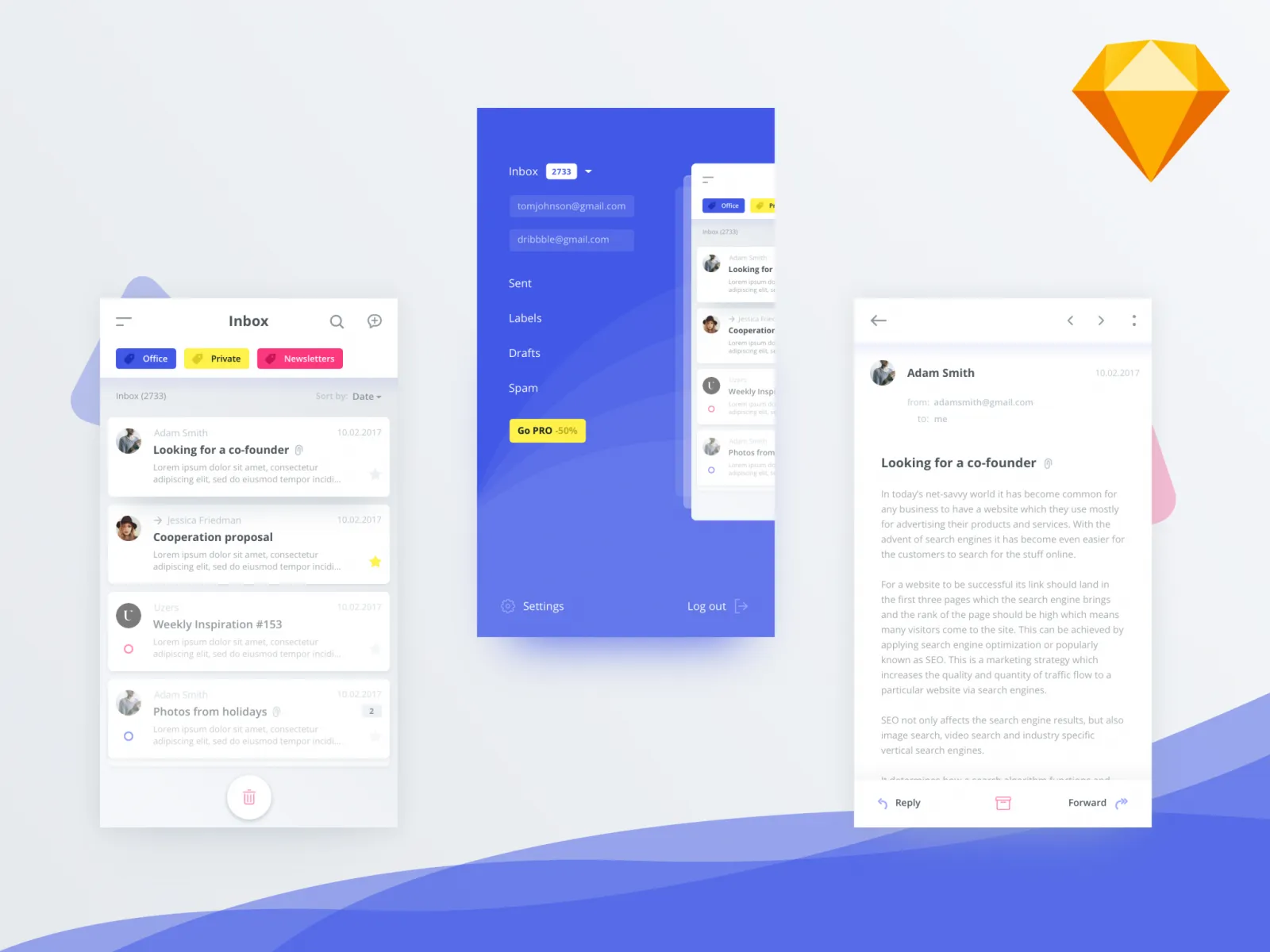 Mail Client App UI Kit for Figma and Adobe XD
